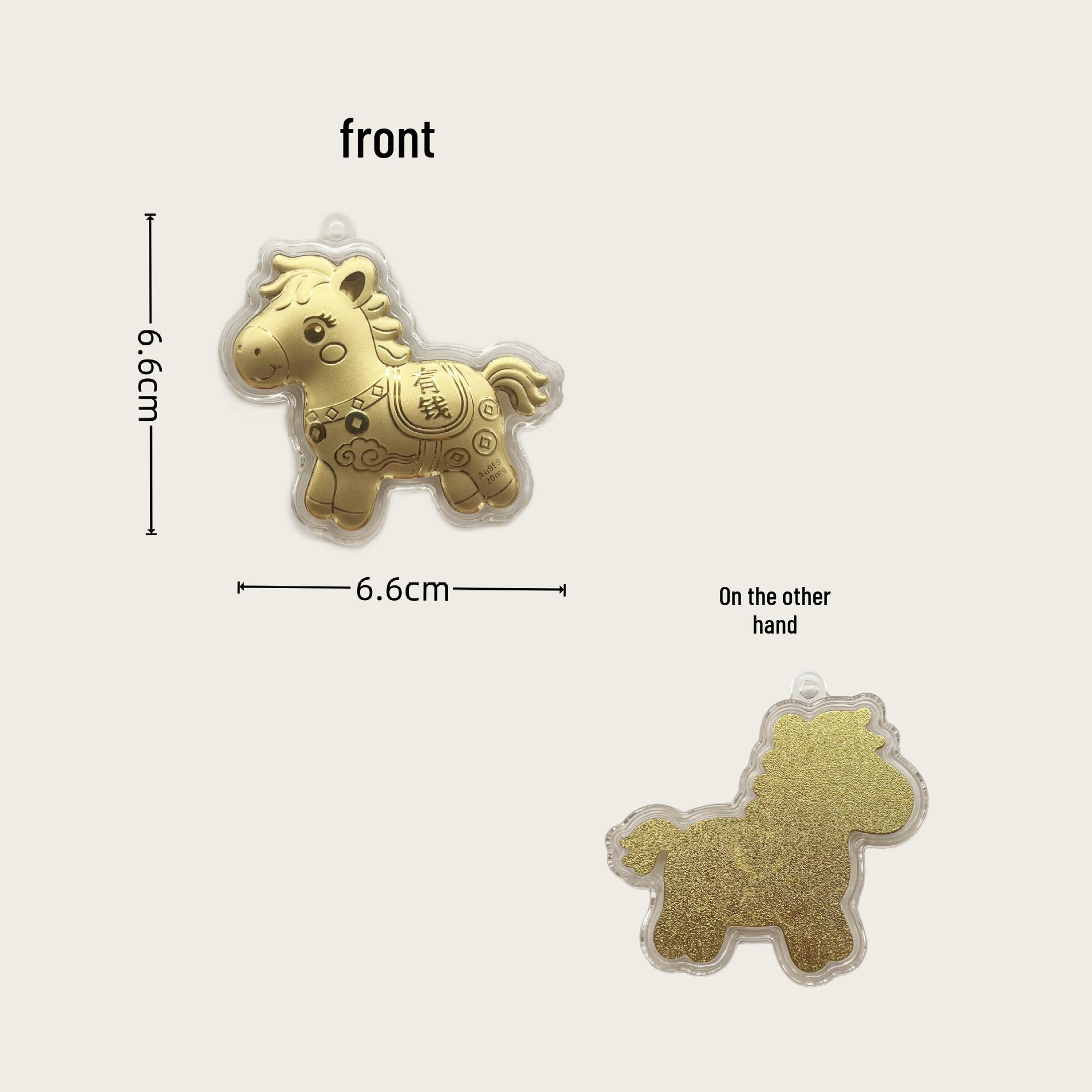 

Year of the Horse 999 Pure Gold Charm Handbag Pendant - Zodiac Wealth Gift for Clients Red Horse with Leather Cord