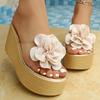 Flower Decor Chunky Platform Sandals Women  Summer Gold Thick Sole Wedge Sandals Woman  43 Non-slip Beach Slippers