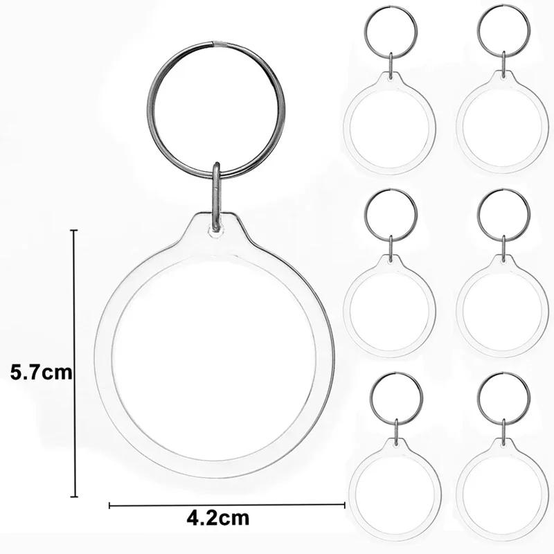 5/50pcs Transparent Photo Frame Keychain Tassels Snap-In Custom Insert Photo Acrylic Blank Keyring Clear Blank Picture Pendant
