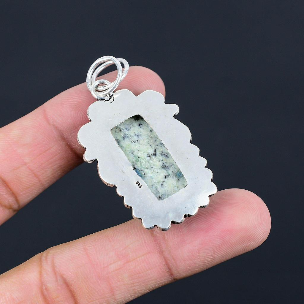 925 Sterling Silver K2 Jasper Gemstone Bezel Wedding Daughter Elegant Pendant