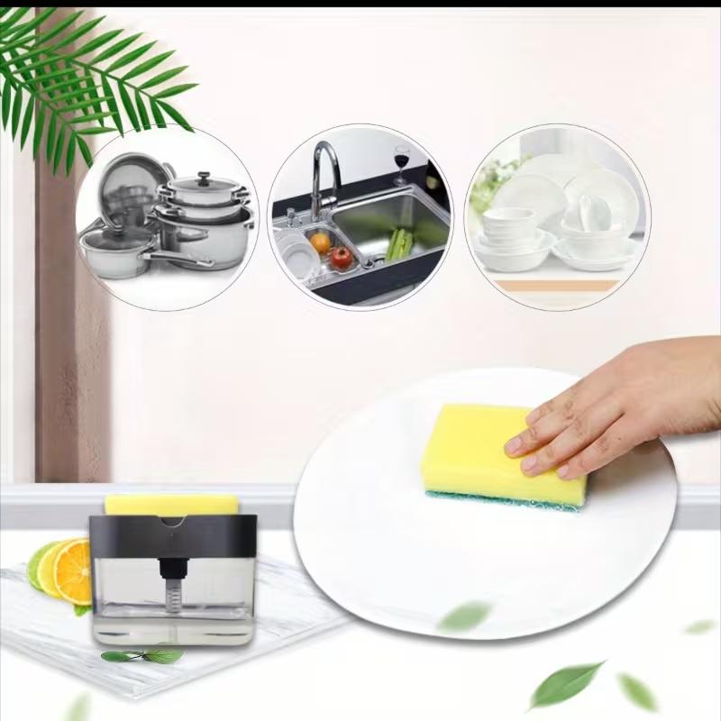 Dishwashing Liquid Press Box Automatic Dish Soap Dispenser Soap Box Sponge Wipe Cleaning Box Kitchen Magic Liquid Box