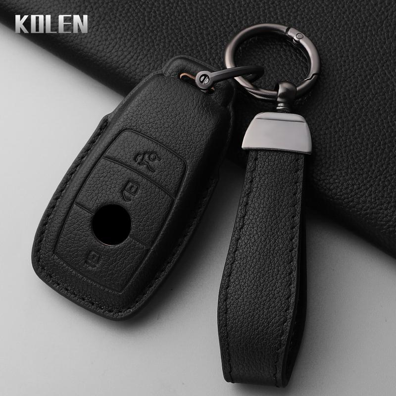 Leather Car Key Case Cover Shell For Mercedes Benz A C E S G Class Glc Cle Cla Glb Gls W177 W205 W213 W222 X167 Amg 3 4 Buttons