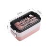 Rectangular Double-Layer Microwaveable Plastic Bento Lunch Box with Cutlery
