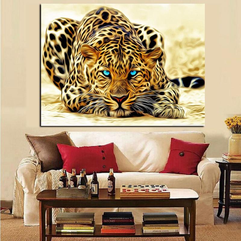 

Цифровая HD печать Леопард наблюдает за добычей животных Абстрактная картина маслом на холсте Настенная картина для гостиной диван Куадрос 21*30cm