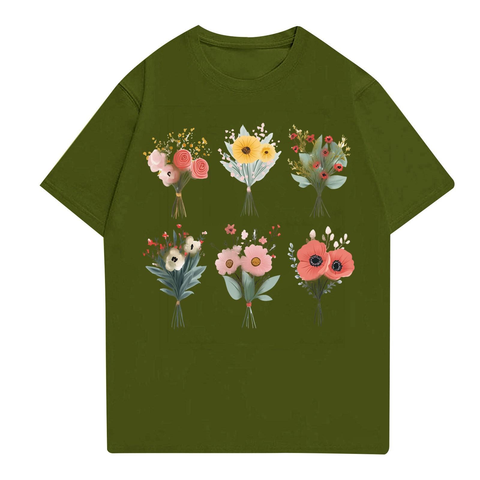 

Женская мода повседневная футболка с круглым вырезом и короткими рукавами, топ, футболка, топ L армия зеленый