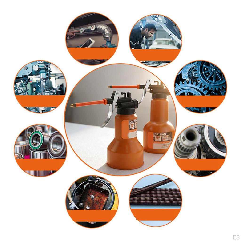 Metal Oil Can Manual Garage Equipment Portable Spray with Rigid Spout Pump Oiler for Bikes