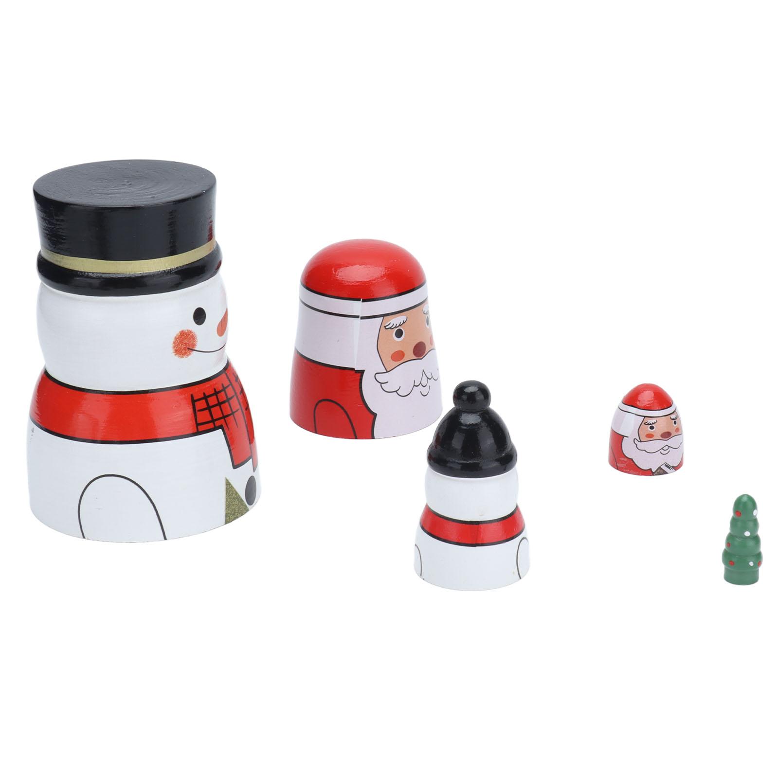 

5pcs Nesting Dolls Glossy Round Unique Christmas Style Attractive Decorative Ornaments for Festive Gifts