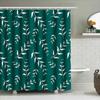 White Leaf Green Shower Curtain Bath Mat Waterproof Bathroom Decor