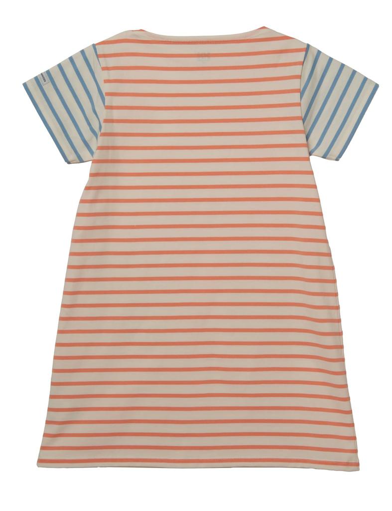 Helly Hansen K S/S HH Marine Border One-Piece Dress, Girls', Off-White/Sheer Orange