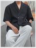 Men's Stylish V-Neck Waffle Collar Shirt - Short Sleeved & Loose Fit