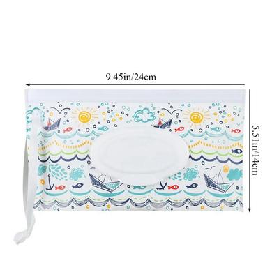 1Pcs Reusable Baby Stroller Accessory Refillable Snap-Strap Cartoon Wet Wipe Pouch Tissue Box Wipes Holder Case Wet Wipe Bag