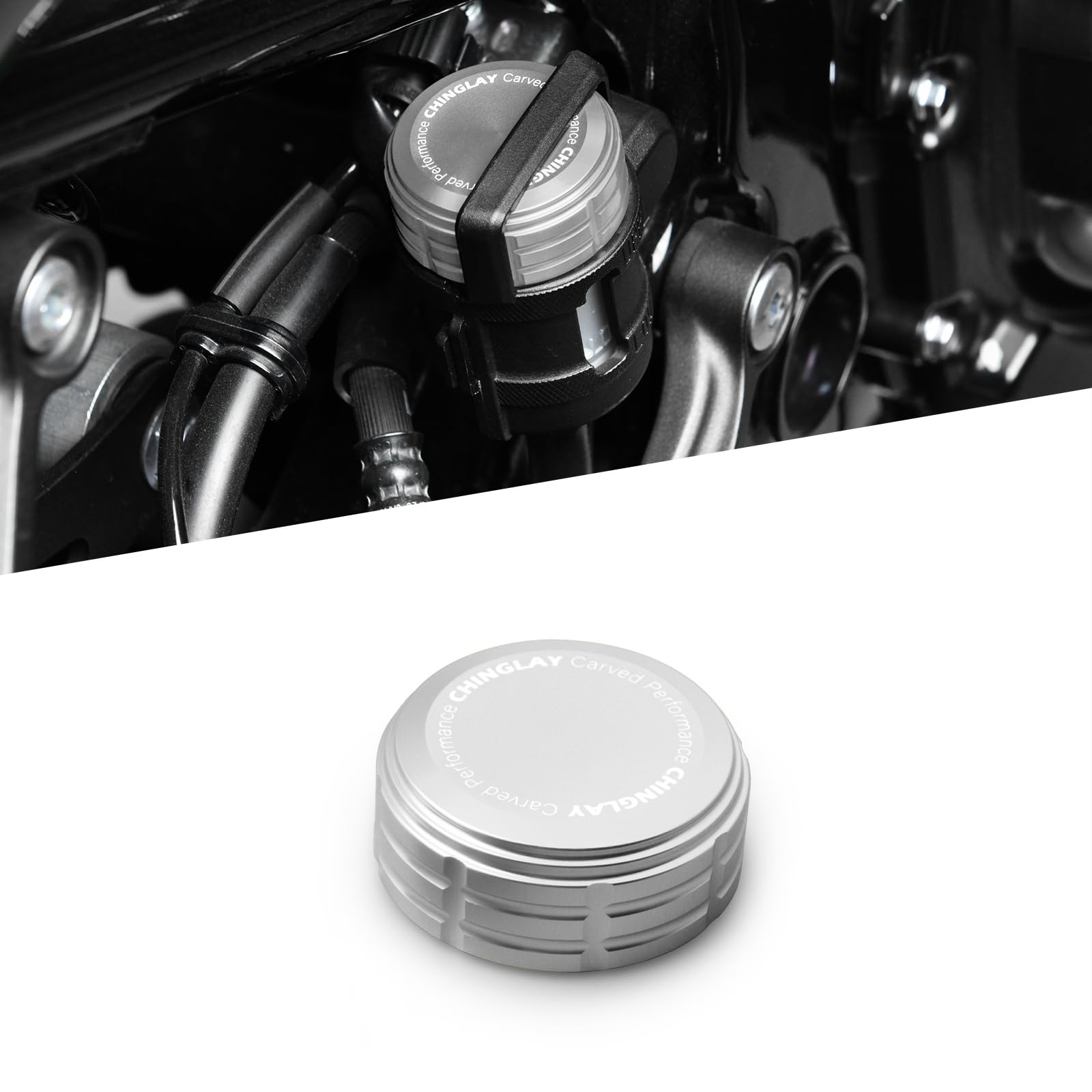 CHINGLAY Brake Fluid Reservoir Cap: Front & Rear Compatible with серебряный