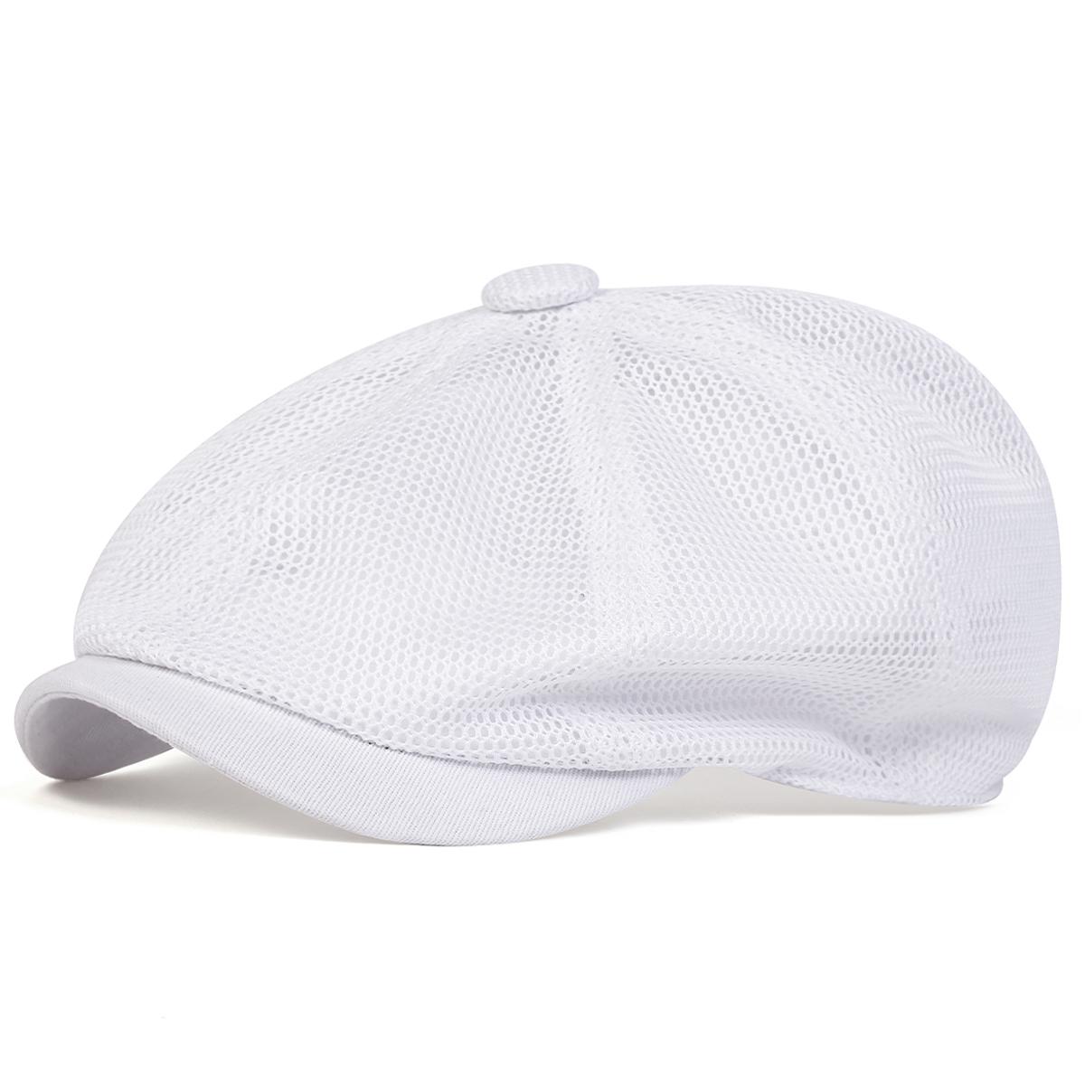 

1 шт. Мужской однотонный дышащий берет из сетки, уличная шляпа от солнца для отдыха, весна-осень, охота, путешествия, туризм белый