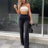2025 New Solid Color Suit Pants Fashion High Waist Slim Micro-flare Pants Temperament Commuter Slim Elastic Wide-leg Pants