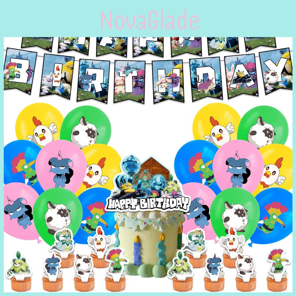 Happy Palworld Birthday Party Decoration Set With New Fantastic Beast Paru Paper Material