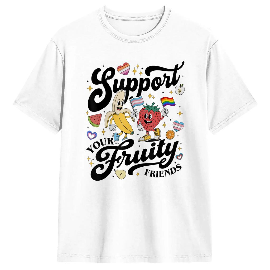 Support Your Fruity Friends Lgbtq Tolerance Rainbow Flag T Shirt Unisexs Classic Tshirts Summer Crew Neck Harajuku Tee Shirt