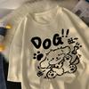 Dog Cartoon Printed Round Neck Sports T-shirt Short Sleeve Casual Tops Women's Activewear Aesthetic Tshirt Clothing