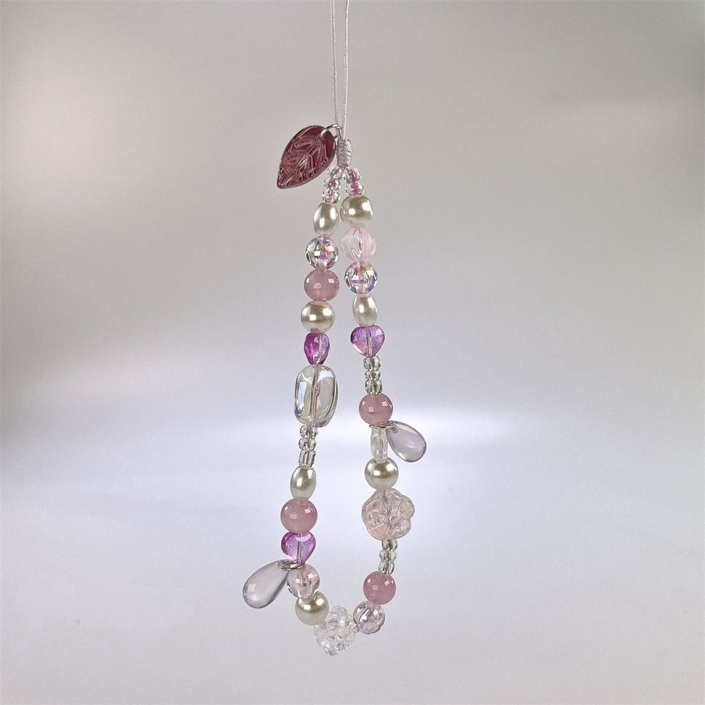 Y2K Silver Phone Lanyard Sweet Girl Beads Phone Chain Cell Phone Strap  Bracelet Keychain