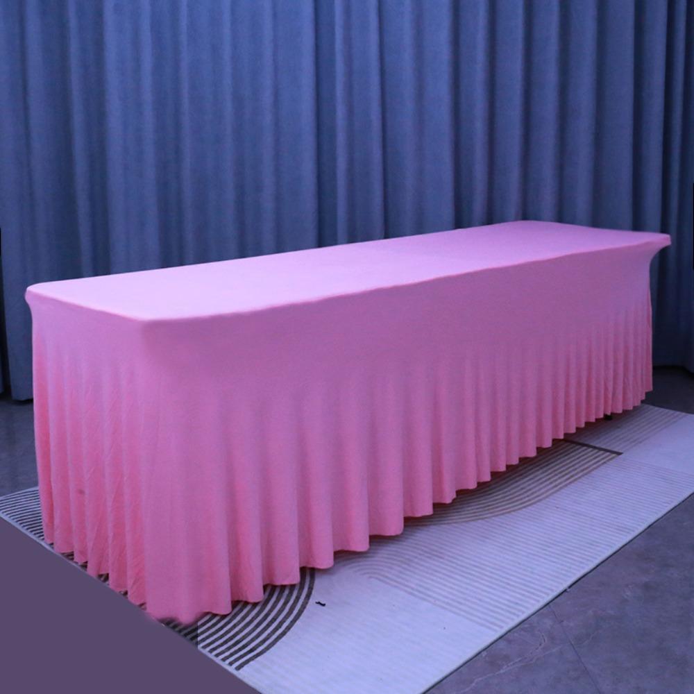 Solid Color Table Skirt Soft Table Cover Party Supplies Elastic Table Cloth  Wedding