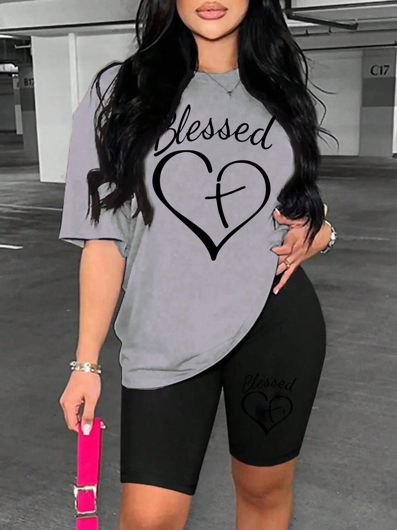 

Черная футболка с принтом в виде сердец, машинная стирка, базовая вещь для женщин, топы с коротким рукавом, футболка, повседневная дышащая одежда 4XL