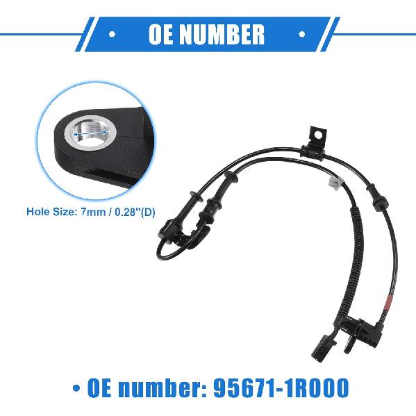 ABS Wheel Speed Sensor Compatible for Hyundai Accent 2012-2017 L4 1.6L, Custom Plastic Black Front Right Passenger Side No.95671-1R000