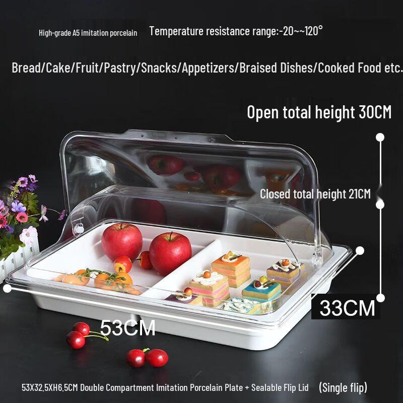 Transparent Food Display Tray with Flip Cover