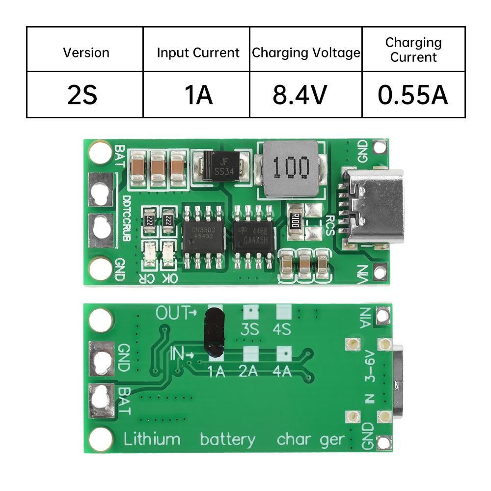 2S/3S/4S 1A 2A 4A Typ-C Auf 8,4V 12,6V 16,8V Step-Up Boost LiPo Polymer Li-Ion Ladegerät DC 36V 18650 Lithium-Batterie