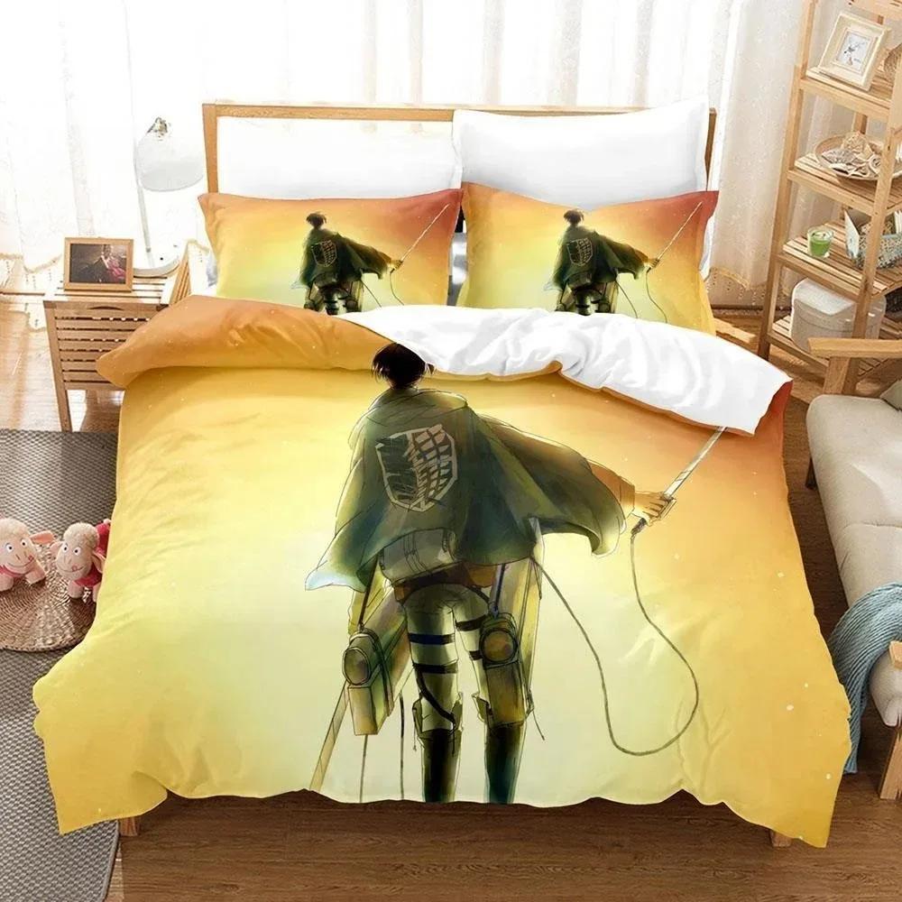3D Print Anime Bed Sheet Attack On Titan Bedding Set Single Twin Full Queen King Size Bed Set Adult Kid Bedroom Duvetcover Sets