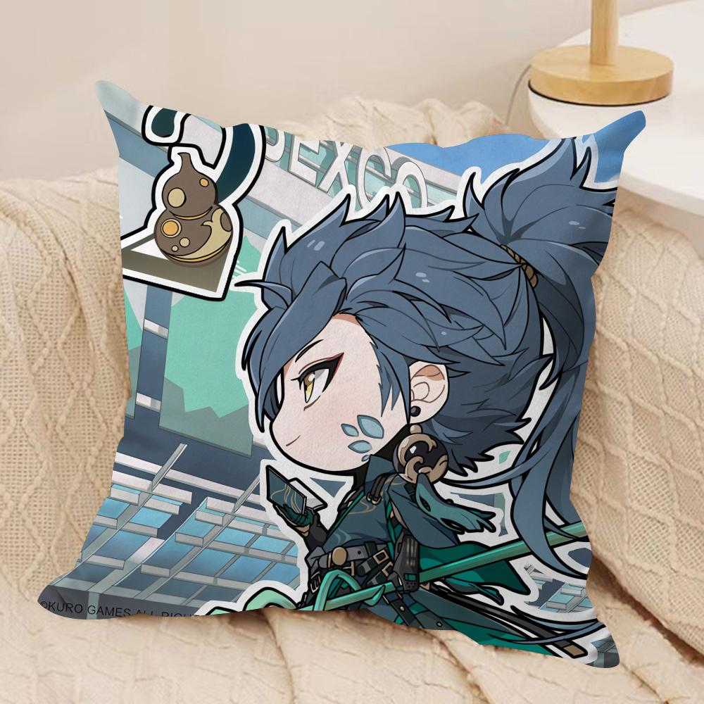 

Ji Yan cute wuthering waves Cushion Cover Silky Short Plush Invisible Zipper Dustproof Sofa Pillow Case for Home Decor 30x30cm