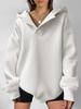 2024 Autumn/Winter Women's Solid Color Hooded Sweatshirt - European & American Style, Long Sleeve, Loose Fit Hoodie