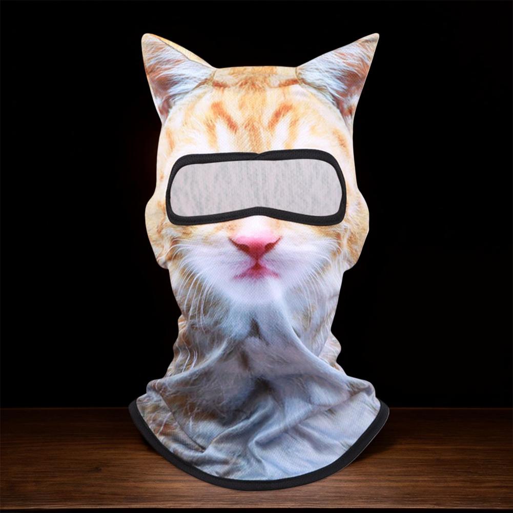 3D Cat Balaclava Cute Animal Print Balaclava with Ears Motorcycle Head Cover Multi-Function Full Face Hood Mask Cycling Headgear