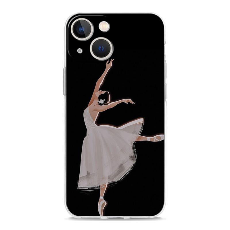 Simple Swan Dance Ballet Luxury Phone Case For iPhone 15 16 14 13 12 11 Pro Max XS X XR SE 7 8 Plus TPU Clear Lens Protect Cover