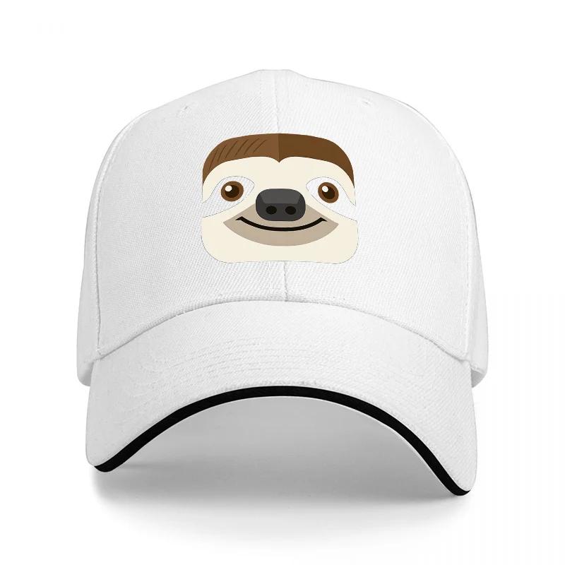 Sloth Face Design Black Baseball Cap Adjustable Hat for Men and Women Casual Outdoor Wear Fashion Accessory