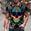 Men's Casual T-Shirt, Gothic Skull Heart Hands Graphic Black Short Sleeve Crew Neck Tee Cool Streetwear Halloween Fashion Top