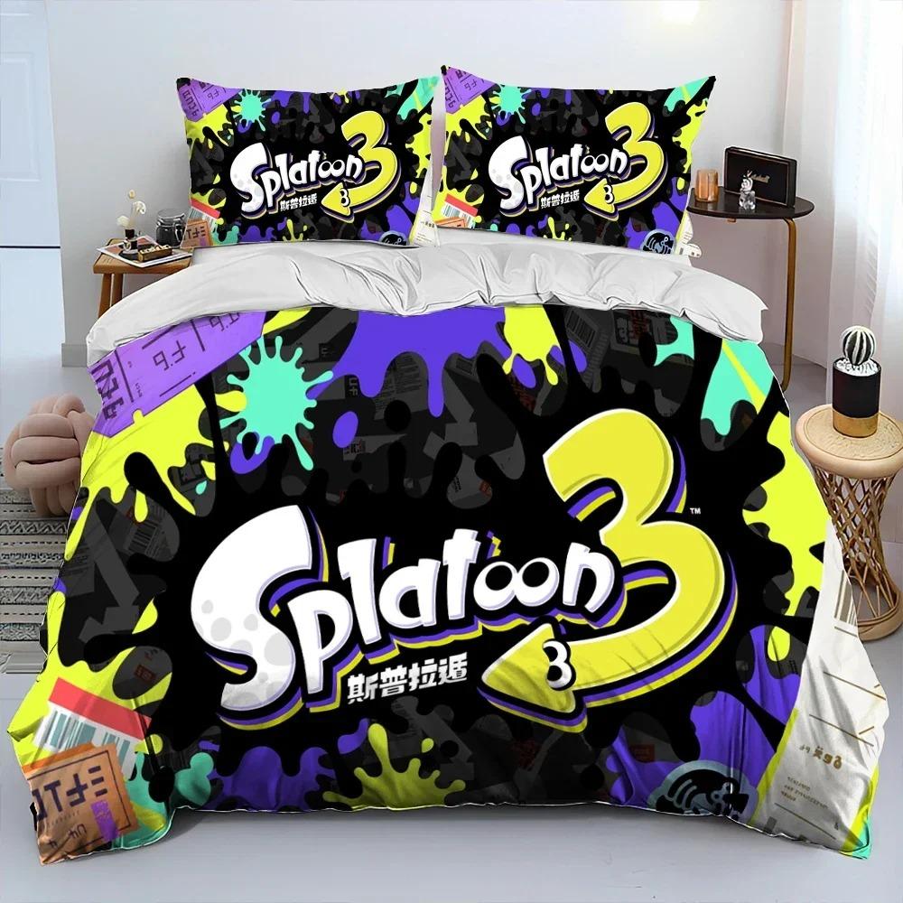 Comforter S-Splatoon Game Gamer Cartoon Bedding Set For Bedroom Soft Modern S Comefortable And
