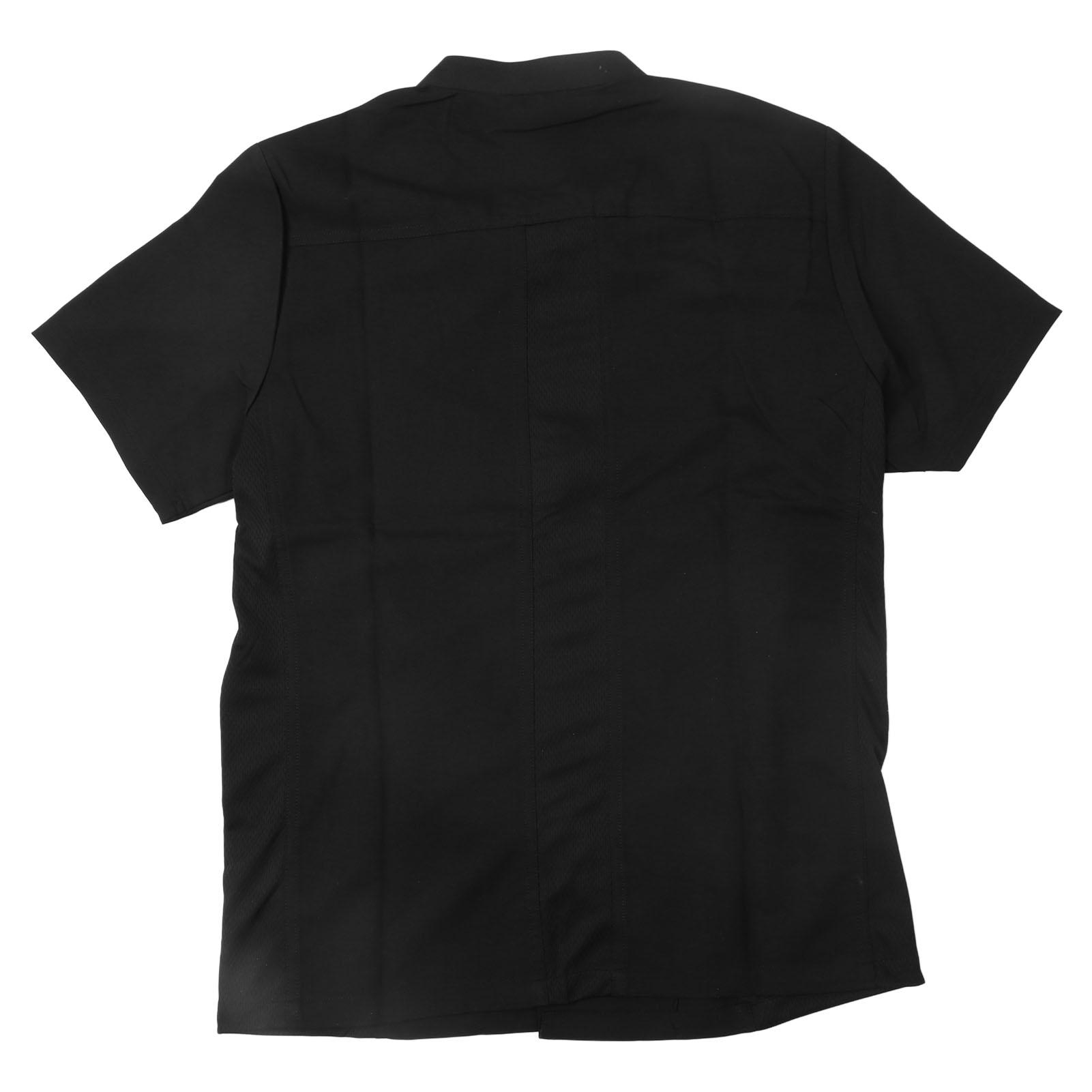 

Men Chef Coat Plain Color Button Breathable Short Sleeve Kitchen Chef Uniform for Summer Black XL