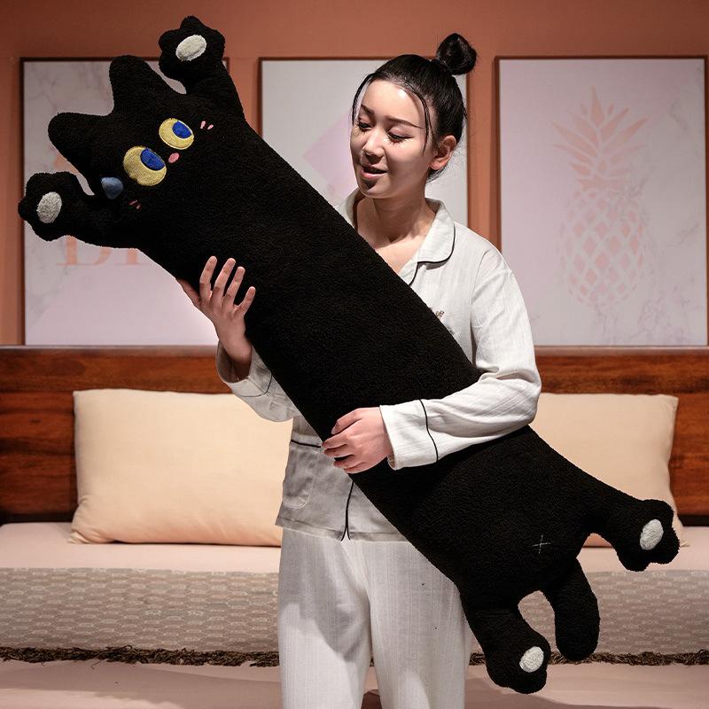 Cartoon Soft Black Cat Long Throw Pillow Plush Toy Doll Dog Dog Doll Home Sofa Pillow Cushion