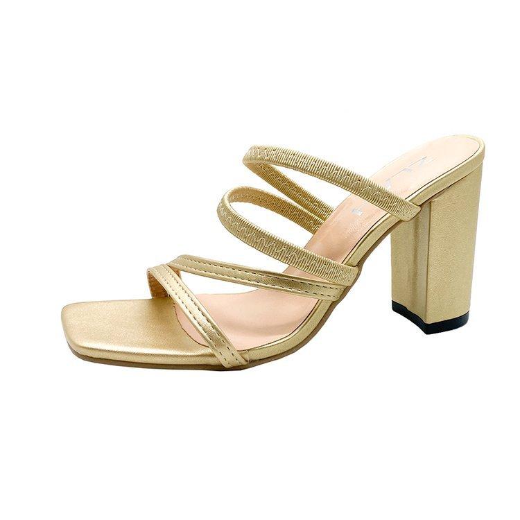 Sandálias de salto grosso da moda europeia e americana 2024 verão nova tendência sexy confortável antiderrapante resistente ao desgaste salto alto
