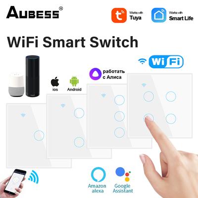 Tuya WiFi Smart Light Switch Neutral Wire Required 1 2 3 4 Gang Touch Sensor Smart Wall Switch Voice Control Alexa Google Home