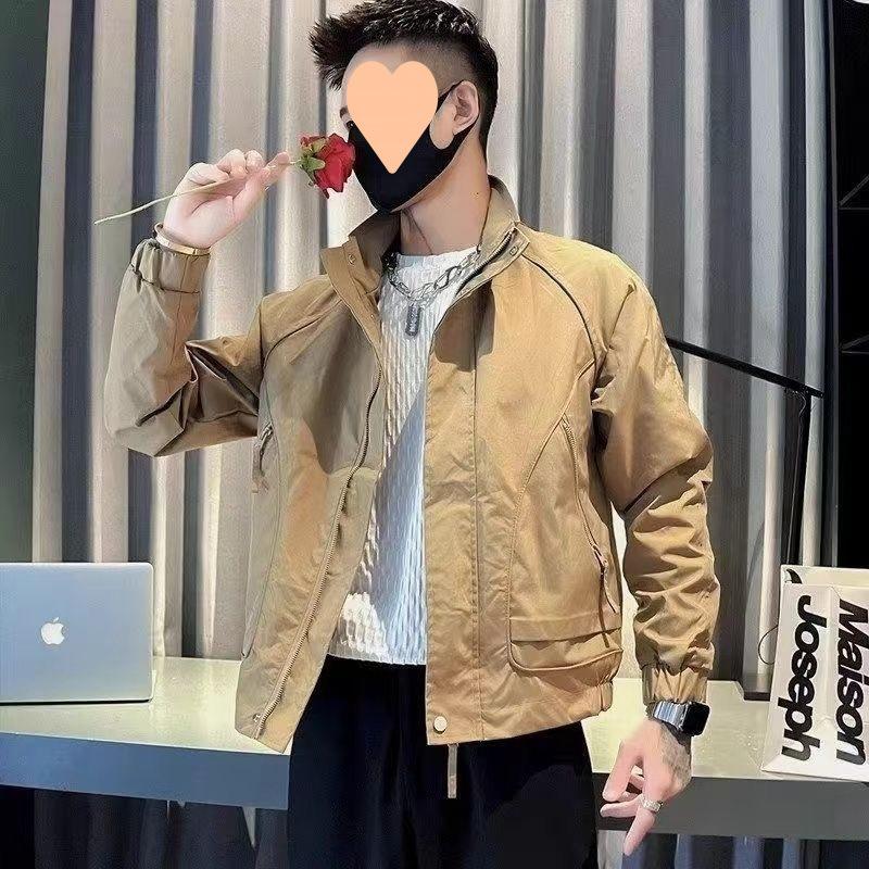 Spring and Autumn Handsome Jacket Men's New Work Jacket Men's Trendy Casual Versatile Handsome Solid Color Top