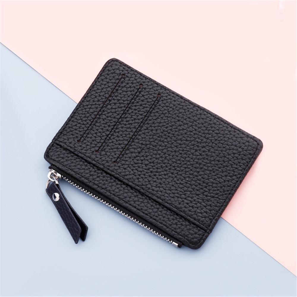 Slim Wallet Purse PU Leather Women Men Card Holder Unisex Zipper Business Card Case Credit Mini Bank Cards Holder Gift Wallet