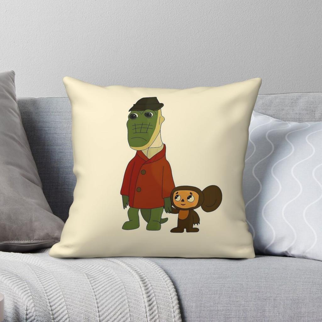 Gena The Crocodile Cheburashka Pillowcase Polyester Linen Velvet Creative Zip Decor Sofa Cushion Cover 45x45
