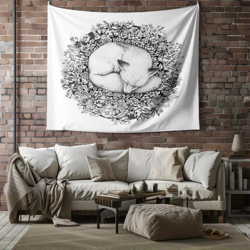 Floral Tapestry Wall Hangingbotanical Wall Artboho Home Decoraesthetic Room Decornature Tapestrydried Flower Tapestrydark Academ