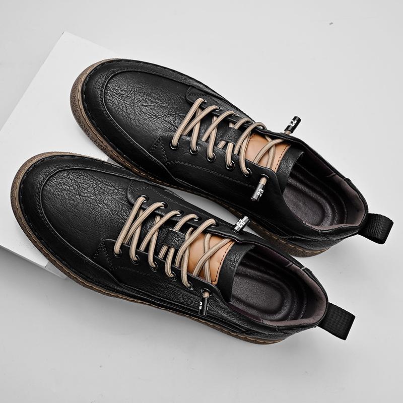 

Spring and summer new outdoor leisure cool board shoes leather low-top hand-sewn loafers men s shoes 38 чорний