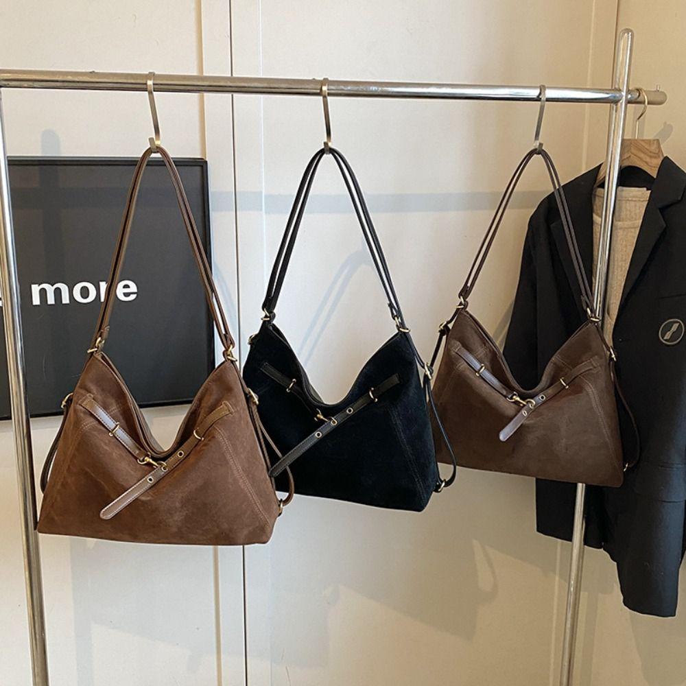 Solid Color Hobo Bag Fashion Tote Bag Trendy Ladies Crossbody Bag  Autumn and Winter