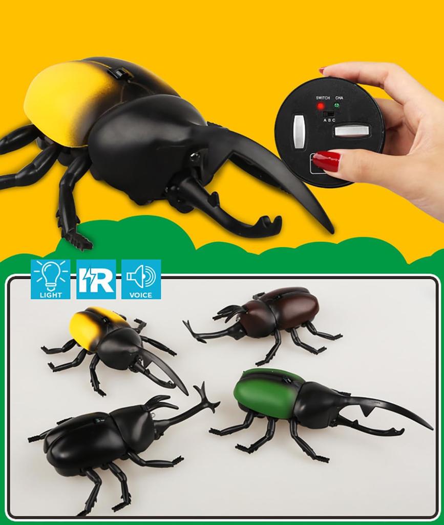 Remote-Controlled Insects, Stag Beetles, and Rhinoceros Beetles [Like the Real Thing Realistic Movements] Assorted RC Toy Set with Infrared Remote