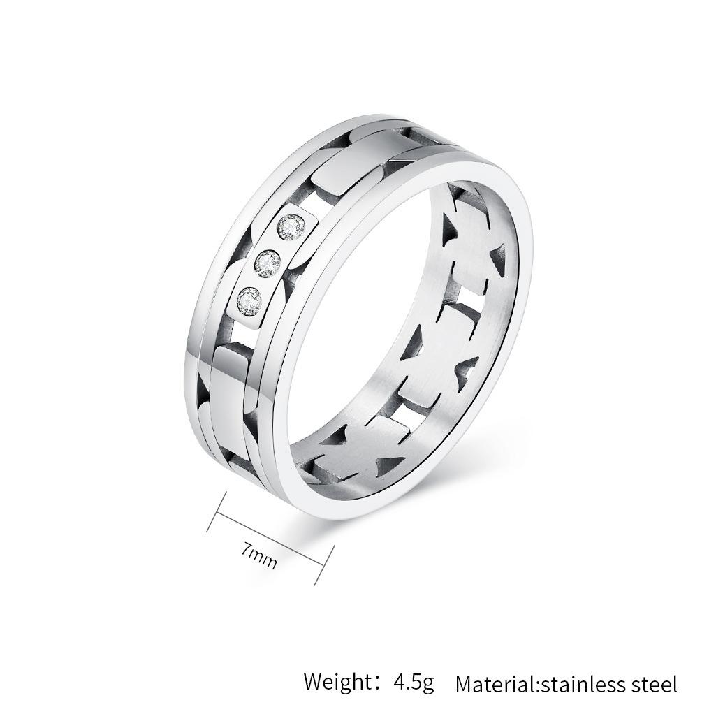 Silver Simple Couple Ring Fashion Hollow Design Titanium Steel Ring for Mens Womens Inlaid Zirconia Wedding Jewellery Accessories