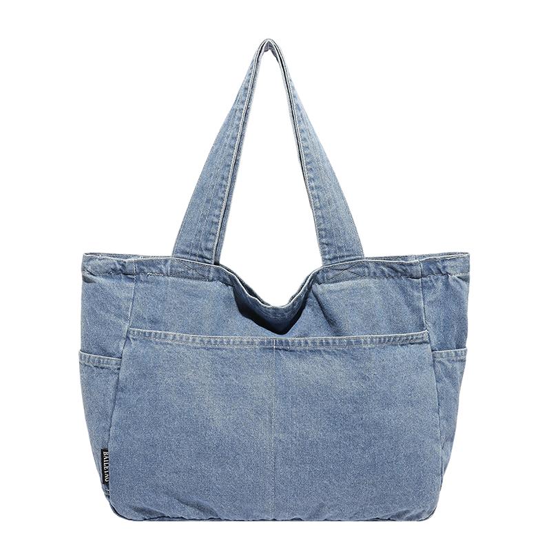 Vintage Denim Bag Women's Large Capacity Lightweight Handbag Tote Bag Student Class Crossbody Bag