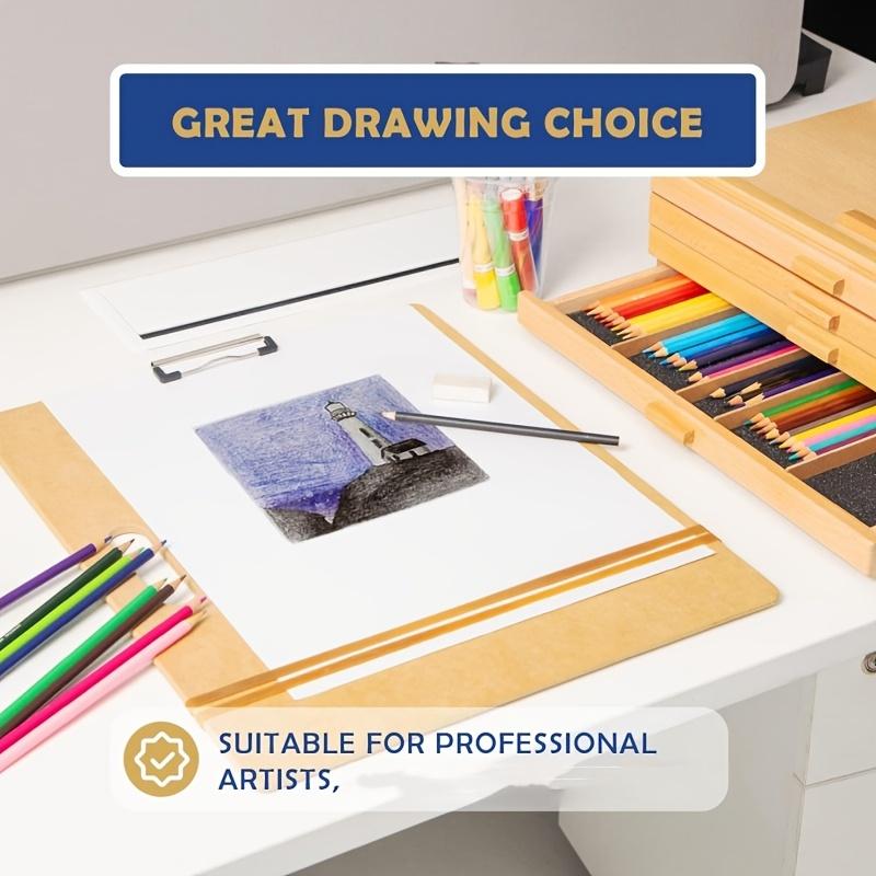1 Pc Wooden Artist Sketch Board with Sturdy Clips and Rubber Bands Portable Handheld Drawing Clipboard for Classroom Artwork