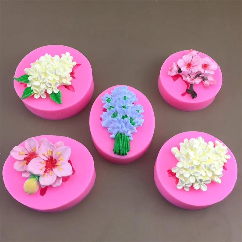 3D Blumen Silikonformen Lavendel Duftender Osmanthus Pfirsichblüte Kuchen Fondantform Hochzeit DIY Kuchen Dekorationswerkzeuge